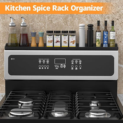 Foeacry Magnetic Stove Top Shelf 30 Inch - Heat Resistant Silicone Over the Stove Shelf Spice Rack Organizer - 3 Functional Partitions Kitchen Organization and Storage for Spices, Oils & Gadgets - Image 4