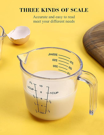 Measuring Cups Set, Liquid Measuring Cups For 3 For Kitchen - BPA Free Plastic Set with Spout Multiple Measurement Scales (Clear) - Image 4