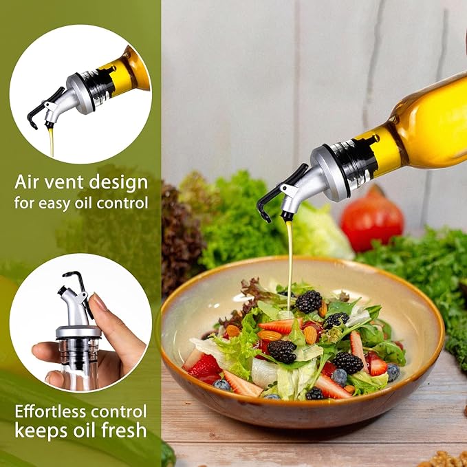 YEBODA 8oz Clear Glass Olive Oil Dispenser Bottles, and Vinegar Cruet Bottle Includes Pourers, Funnel Labels, Cooking Container for Kitchen 6 Pack - Image 3