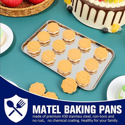 Mimorou 12 Pcs Baking Sheet Stainless Steel Cookie Sheet Small Metal Pans Professional Rectangle Oven Trays Kitchen Baking Cooking Oven and Toaster, Dishwasher Safe(8 x 5.9 Inches)