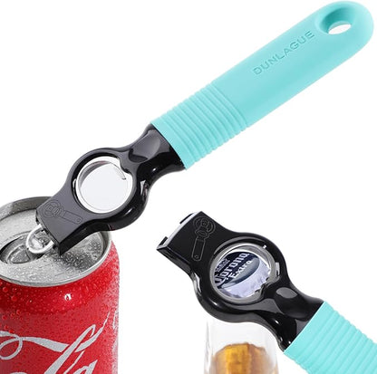 2-Pack Magnetic Beer Bottle Opener & Soda Can Opener, 2-in-1 Bottle Opener and Can Tab Opener Tool for Bartender, Long Nails, Arthritis, Seniors, Silicone Handle with Build in Magnet - Aqua by DUNLAGUE
