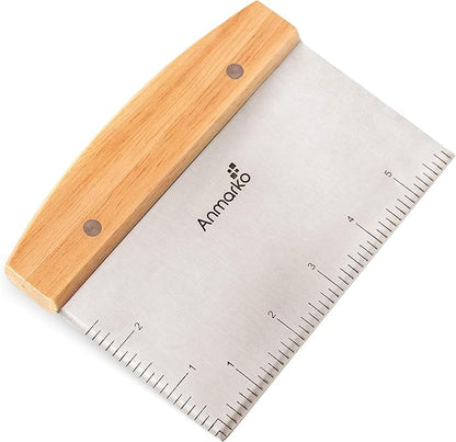 Dough Cutter for Bread and Pizza Dough - Stainless Steel Metal Griddle Scraper Chopper - Multipurpose Bench Scraper Kitchen Utensil for Flat Top Griddle - Commercial Quality by Anmarko