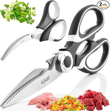 Kitchen Shears by Gidli - Liftime Replacement Warranty* - Includes Seafood Scissors As a Bonus - Heavy Duty Utility Stainless Steel All Purpose Ultra Sharp Scissors for Food/Cooking by Gidli