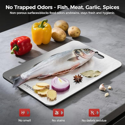 Titanium Cutting Boards for Kitchen,100% Pure Titanium Cutting Board Set of 3, Double Sided Non Toxic Cutting Board, Hygiene Durable Dishwash