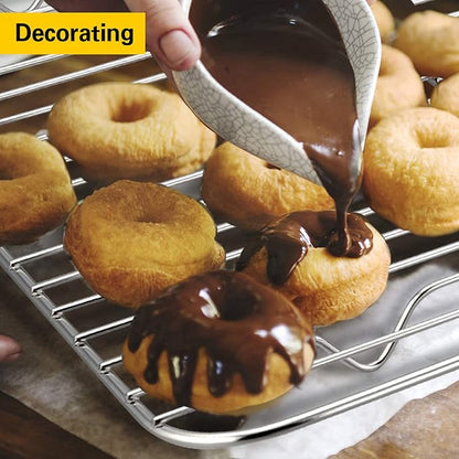 E-far Baking Cooling Rack Set of 2, Stainless Steel Metal Roasting Cooking Racks, Size - 15.3''x11.25'', Non Toxic & Rust Free, Oven & Dishwasher Safe - Image 6