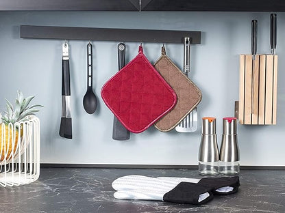Joyhalo 4 Pack Pot Holders for Kitchen,Cotton Oven Holder with Great Heat Resistance,Non Slip Hot Pads for Kitchen Clearance,Brown - Image 4