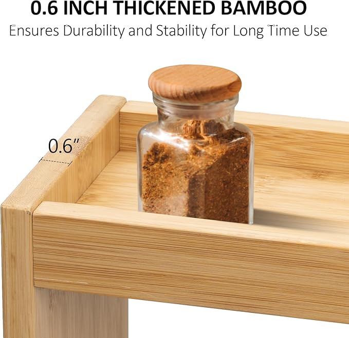 Over the Stove Spice Rack, 33" Wide Bamboo Shelf Rack Organizer for Stove Top - Image 7