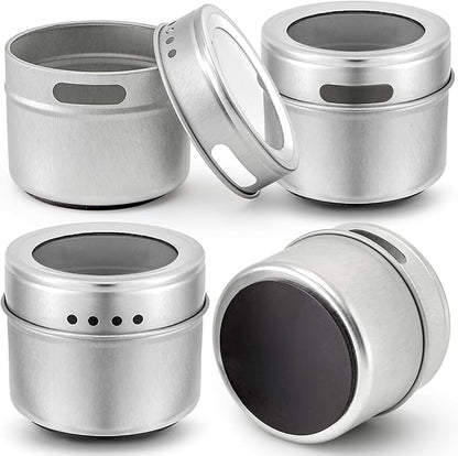 Bekith 20 Pack Magnetic Spice Jars, Magnetic Spice Containers for Refrigerator, Seasoning Tins with Clear Top Lid, 240 PVC Spice Label Set - Image 4