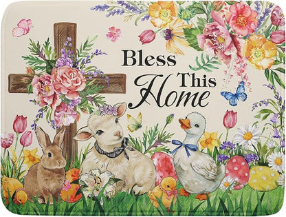 Easter Farmhouse Dish Drying Mat Funny Animal Microfiber Dish Pad for Kitchen Counter Large 18 X24 In by Giwawa