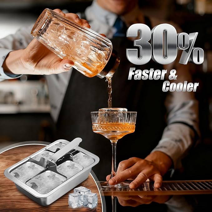 Ice Cube Trays, Large 6-cube Stainless Steel Ice Cube Trays with Easy Release Levers for Professional Drinkers– Portable Reusable Metal Ice Maker for Family Bar - Send Goods From Local Warehouse - Image 5