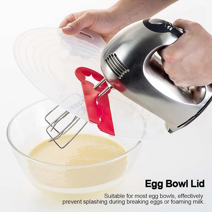 Tissting Splatter Guard for Mixing Bowls, Universal Fit Splash Cover for Cooking Baking - PP Silicone Mixer Screen Protector Prevents Mess While Whipping Cream Beating Eggs Kitchen Accessory