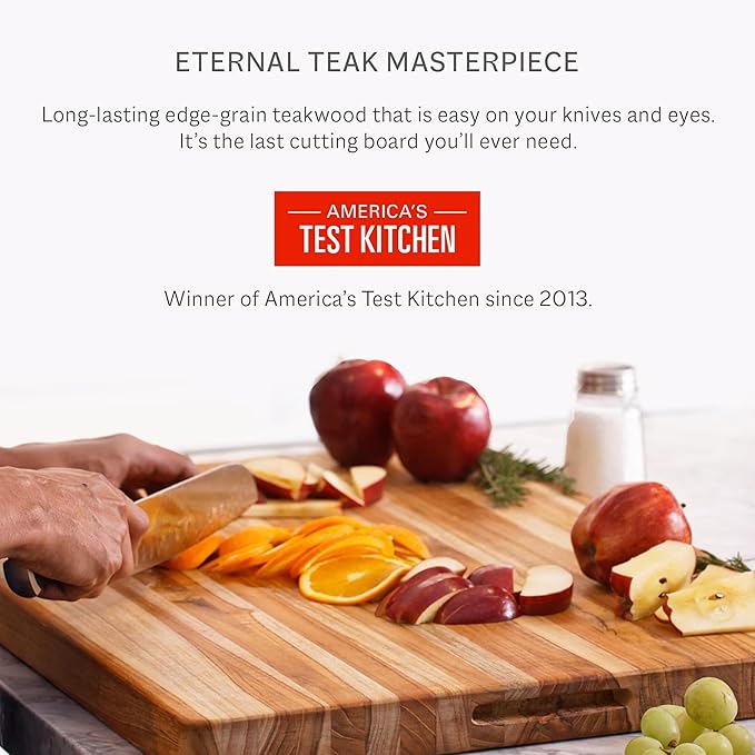Teakhaus Cutting Board - Small (S) Wood Cutting Board with Juice Groove - Holiday Gift Ideas for Men and Women - Gift-Ready, Reversible, Edge Grain Wood, Knife Friendly - FSC Certified - Image 3