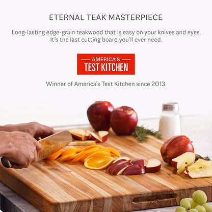 Teakhaus Cutting Board - Small (S) Wood Cutting Board with Juice Groove - Holiday Gift Ideas for Men and Women - Gift-Ready, Reversible, Edge Grain Wood, Knife Friendly - FSC Certified - Image 3