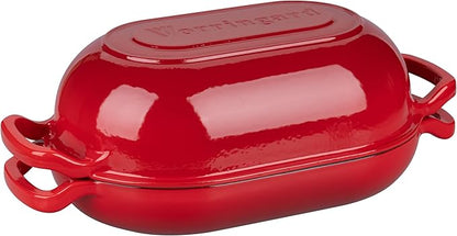 VORRINGARD Enameled Cast Iron Sourdough Bread Oven, Dutch Oven, Loaf Cast Iron Bread Pan for Homemade Bread Baking, Meatloaf Pan with Lid, 5QT, Red - Image 9