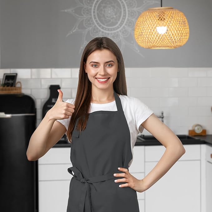Avalon Kitchen Aprons for Men - 100% Polyester Chef Apron Women with Extra Long Ties - Cooking Aprons for Women & Mens Apron - Image 4