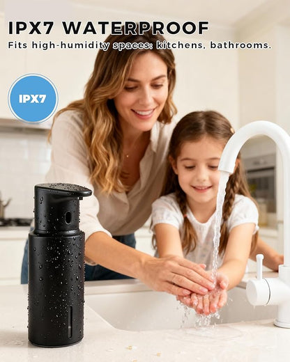 Automatic Liquid Soap Dispenser Touchless, 304 Stainless Steel Bottle Body &16.2oz/480ml Rechargeable, 3 Adjustable Liquid Levels, IPX7 Waterproof, for Kitchen Bathroom, Black - Image 7