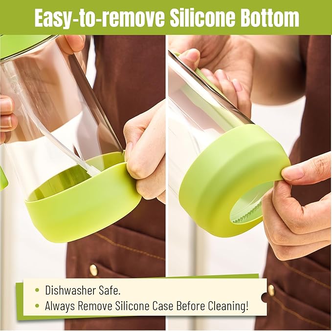 PARACITY 2 in 1 Oil Dipenser Bottle with Silicone Bottom (Green-2PCS) - Image 3