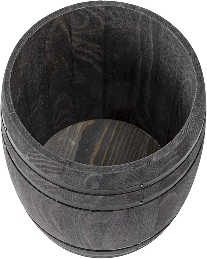 MyGift Wine Barrel Design Kitchen Utensil Crock, Vintage Gray Solid Wood Cooking Tool Holder - Image 6