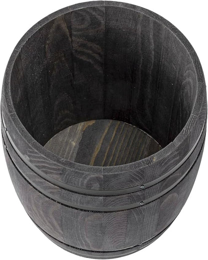MyGift Wine Barrel Design Kitchen Utensil Crock, Vintage Gray Solid Wood Cooking Tool Holder - Image 6