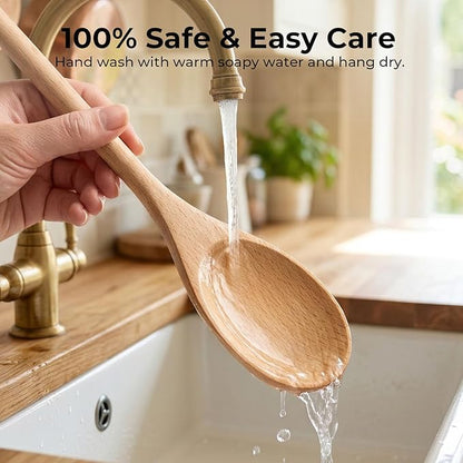 HANSGO 6PCS Wooden Spoons, 12 Inch Wooden Mixing Spoons Long Handle, Large Wood Kitchen Utensils for Cooking Stirring Baking Tasting, DIY Available