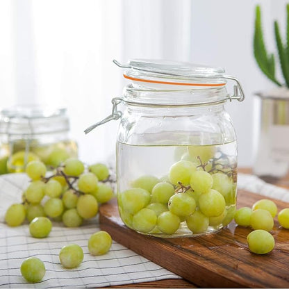 32 oz Glass Food Storage Jars with Airtight Lids,Clear Airtight Canister with Leak Proof Rubber Gasket,1000 ml Square Large Mason Jars with Clamp Lids for Canning,Cereal,Beans,6 Pack - Image 6