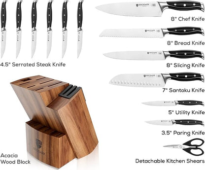 Kitchen Knife Set - Full Tang 15 Pcs Professional Chef Knife Set with Sharpener, Razor - sharp Knives Set for Kitchen, German Stainless Steel - Knife Block Set, Gift Box for Mom, Mothers Day - Image 2