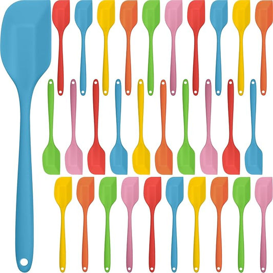 Irenare 30 Pcs Silicone Spatulas 11 Inch Large Rubber Spatulas Heat Resistant Non Stick Flexible Scrapers Seamless One Piece Design Cooking Baking Mixing Tool Cookware Dishwasher Safe, 6 Colors by Irenare