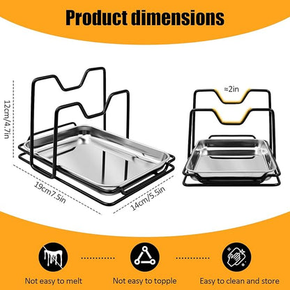 Pot Lid Holder While Cooking, 304 Stainless Steel Spoon Rest with Lid Holder for Countertop, Multifunctional Pan Lid Storage and Utensil Organizer for Stove Top