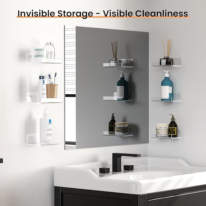 upsimples 6 Pack 6x4 Inches Acrylic Small Shelves, Floating Shelves for Wall, Display Shelf Organizer for Plants, Speaker, Radio, Toys, Clear - Image 5