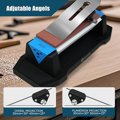 Large Knife Sharpening Stone, Tri-Stone Knife Sharpener, 3 Sides Grit 400/1000/5000, Whetstone Knife Sharpener with Non-Slip Base, Angle Guide & Leather Strop, for Kitchen Knives and Pocket Knives - Image 4
