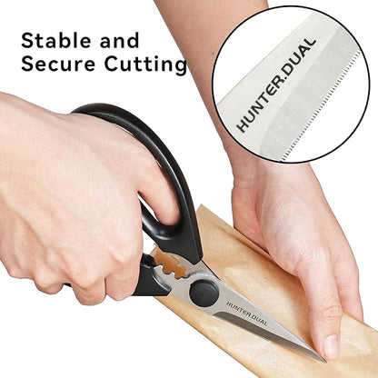 Kitchen Scissors for Food, HUNTER.DUAL Heavy Duty Come Apart Poultry Shears for Cooking, All Purpose for Cutting Chicken, Meat, Fish & Vegetables (Black, 8.26 Inch) - Image 8