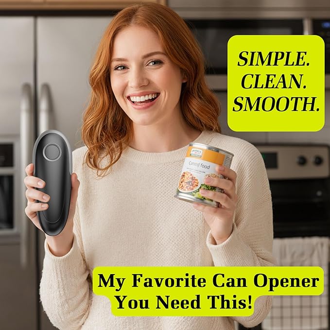 Electric Can Opener, One-Touch Automatic Can Opener for Seniors with Arthritis, Smooth Edge, Hands-Free, Battery Powered, Portable & Compact, Food Safe Electric Can Openers for Kitchen (Gray) - Image 8