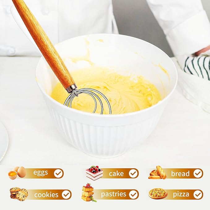 TEEVEA Danish Dough Whisk for Bread Sourdough, Wooden Handle & Stainless Steel Hook - Image 4
