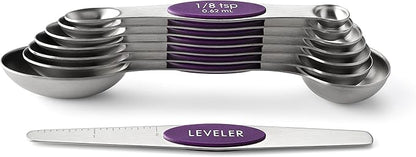 Spring Chef Purple Stainless Steel Magnetic Measuring Spoons Set of 8 with Leveler, Dual Sided Metal Teaspoon & Tablespoon Measuring Spoons, Kitchen Gadgets for Baking & Cooking, Fits in Spice Jars - Image 8