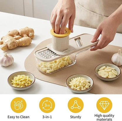 5-Piece Garlic Slicer Set for Easy Meal Prep, Garlic Slicer Super Thin,Garlic Grater with Stainless Steel Blades, Effortless Garlic Grater Plate for Cooking Enthusiasts
