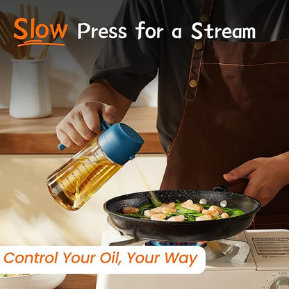 TrendPlain 16oz/470ml Glass Olive Oil Sprayer for Cooking - 2 in 1 Olive Oil Dispenser for Kitchen Gadgets, Air Fryer, Salad, and BBQ - Navy - Image 3