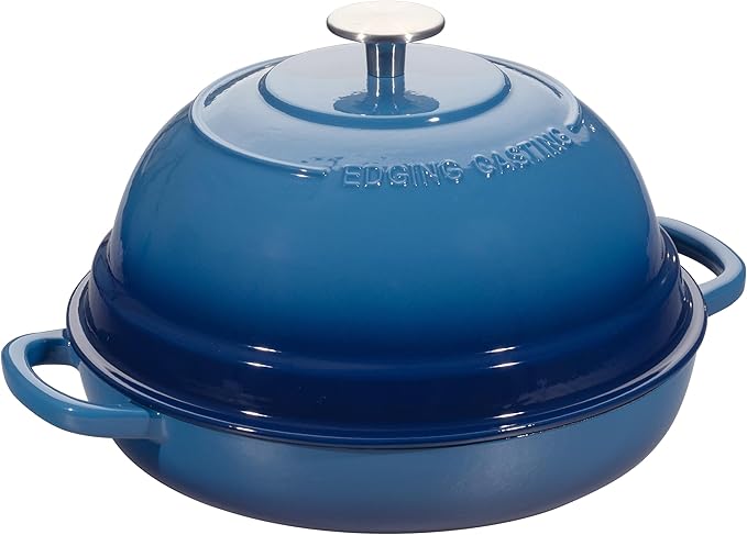 EDGING CASTING Enameled Cast Iron Dutch Oven Pot with Lid, Round Bread Oven for Homemade Sourdough Bread Baking, 6 Quart, Lake Blue - Image 4
