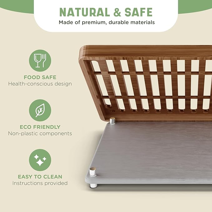 NIUM Stone Drying Mat for Kitchen Counter & Bamboo Rack - 16″x12″ - Diatomaceous Earth Dish drying mat Ultra Absorbent & Fast Drying - EcoFriendly with Non-Slip Pads & Anti-Moisture Design - Image 5