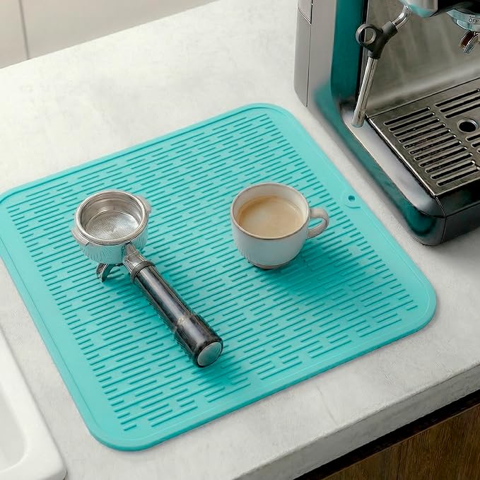 MicoYang Silicone Dish Drying Mat for Multiple Usage,Easy clean,Eco-friendly,Heat-resistant Silicone Mat for Kitchen Counter or Sink,Refrigerator or Drawer Liner Mint XL 18 inches x 16 inches - Image 8