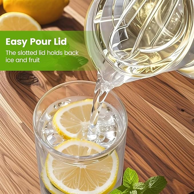Small Clear Plastic Pitcher with Lid (72 oz), Unbreakable Water Pitcher with Handle, Fridge Jug, BPA-Free, Shatter-Proof, Great for Iced Tea, Sangria, Lemonade, Juice, Milk, and More - Image 6