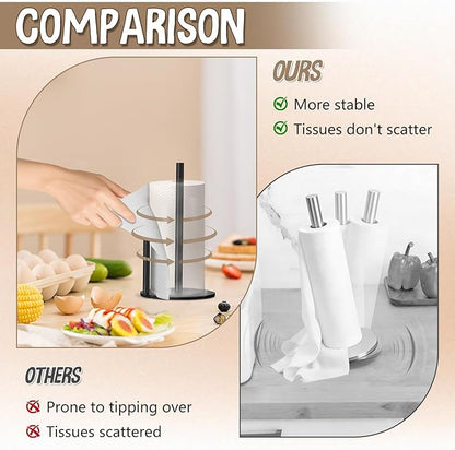 Paper Towel Holder Countertop, Premium Stainless Steel Black Paper Towel Holder with Anti Slip & Waterproof, Freestanding Countertop Paper Towels Holder for Kitchen, Tabletop, Bathroom - Image 6