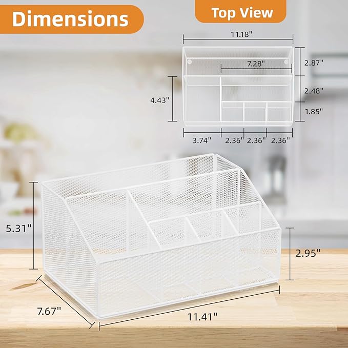 Metal Paper Plate Dispenser Holders, Disposable Paper Plate Utensils Holder for Party, Napkin Cups-Silverware Cutlery Holder Caddy for Kitchen Counter, White