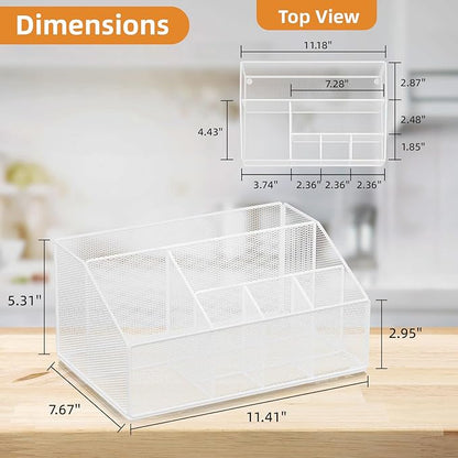 Metal Paper Plate Dispenser Holders, Disposable Paper Plate Utensils Holder for Party, Napkin Cups-Silverware Cutlery Holder Caddy for Kitchen Counter, White