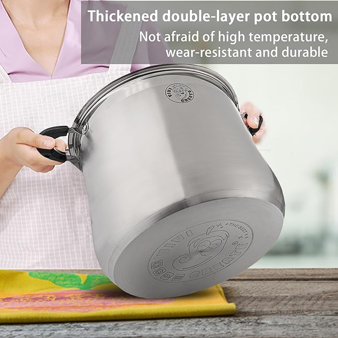 Vivicreate 11.5 Quart Stainless Steel Stock Pot with Lid Large Induction Cooking Pot for Pasta Soup Boiling Stew with Measurement Marks and Handles
