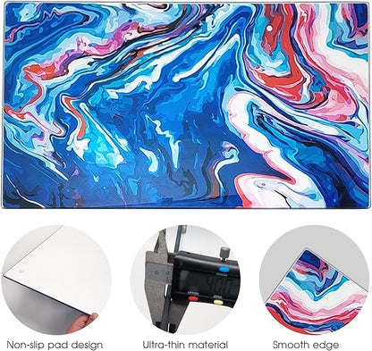 VASUHOME Glass Cutting Board, 16 * 12 inch Set of 1 Tempered Glass Cutting Board, Decorative Square Place Mat for Kitchen, Scratch, Heat, Shatter Resistant Cutting Mat, Navy Blue and Red