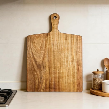 ZeQi Acacia Wood Cutting Board with Handle (15"L x 11"W), Wooden Cutting Boards, Chopping Board, Charcuterie Board, Serving board for Cheese, Bread, Pizza, Vegetables & Fruits - Image 4