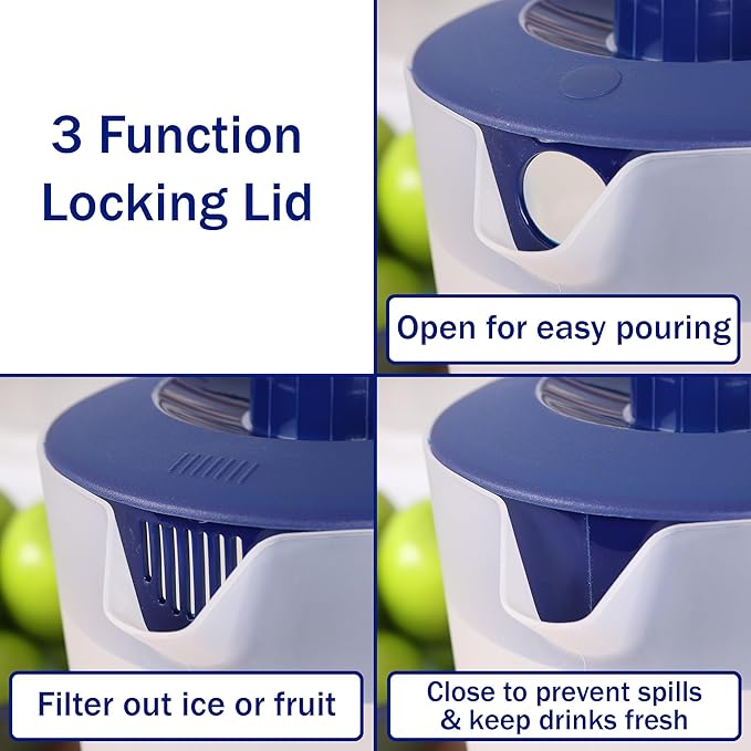 Water Pitcher with Lid 1 Gallon Pitcher, Freezer/Dishwasher Safe, BPA Free & Phthalate Free - Navy - Image 3