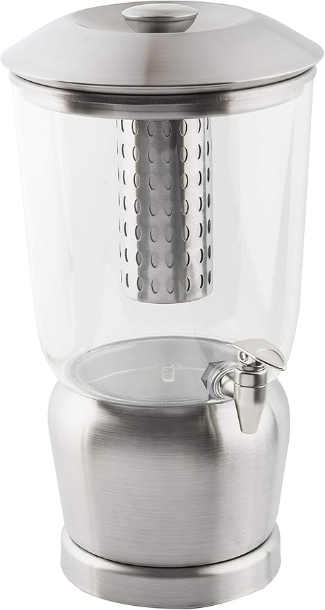TableCraft 75 Upscale 2.5 Gallon Drink Dispenser with Fruit Infuser & Stand, Tritan & Brushed Stainless Steel, Cold Beverage Dispenser for Catering and Home Use - Image 8