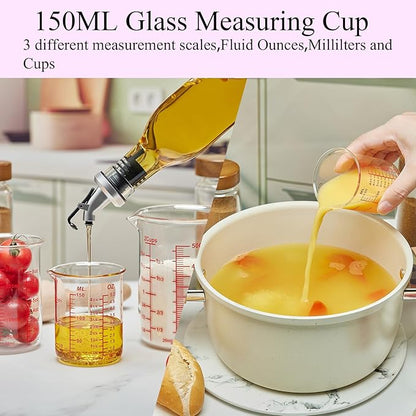 3 Piece Glass Measuring Cup Set, Includes 1/2-Cup, 1-Cup, and 2-Cup High Borosilicate Glasss Liquid Measuring Cups, Dishwasher, Freezer, Microwave, and Preheated Oven Safe, Essential Kitchen Tools - Image 6