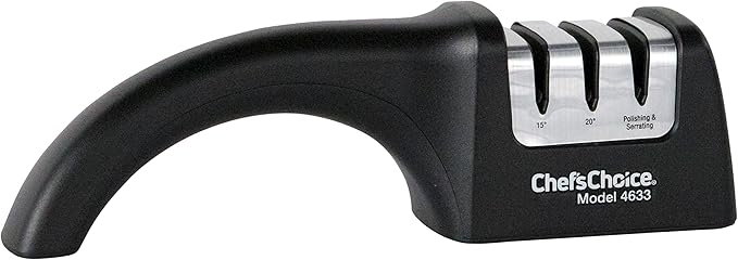 Chef'sChoice Professional Manual Knife Sharpeners AngleSelect for 15- and 20-Degree Straight-Edge and Serrated Knives with Diamond Abrasives Precise Angle Control & Compact Footprint, 2-Stage, Black - Image 7